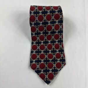 Christian Dior Necktie Blue Red‎ Geometric Canada Made 45"x4" Neck Tie Preppy